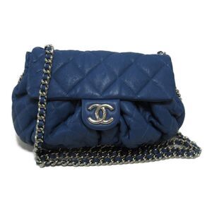 Chanel Chain Shoulder Bag Lambskin Blue
